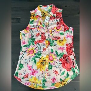 EXPRESS Floral Slim Sleeveless Portofino Top size S